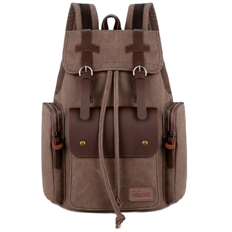 Men's Canvas Backpack - Retro Crazy Horse Leather Computer Backpack for Men - ArtOm_farm™ LEATHER 