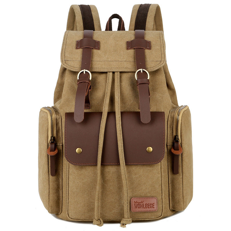 Men's Canvas Backpack - Retro Crazy Horse Leather Computer Backpack for Men - ArtOm_farm™ LEATHER 