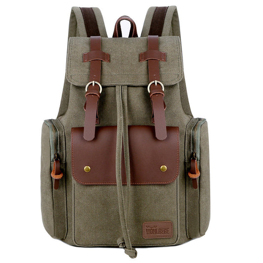 Men's Canvas Backpack - Retro Crazy Horse Leather Computer Backpack for Men - ArtOm_farm™ LEATHER 