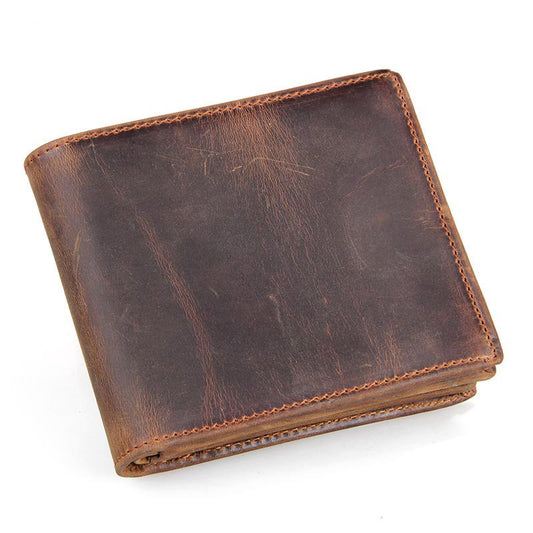 Men's Leather Wallet - Luxury Horse Leather Short Wallet for Men - ArtOm_farm™ LEATHER 