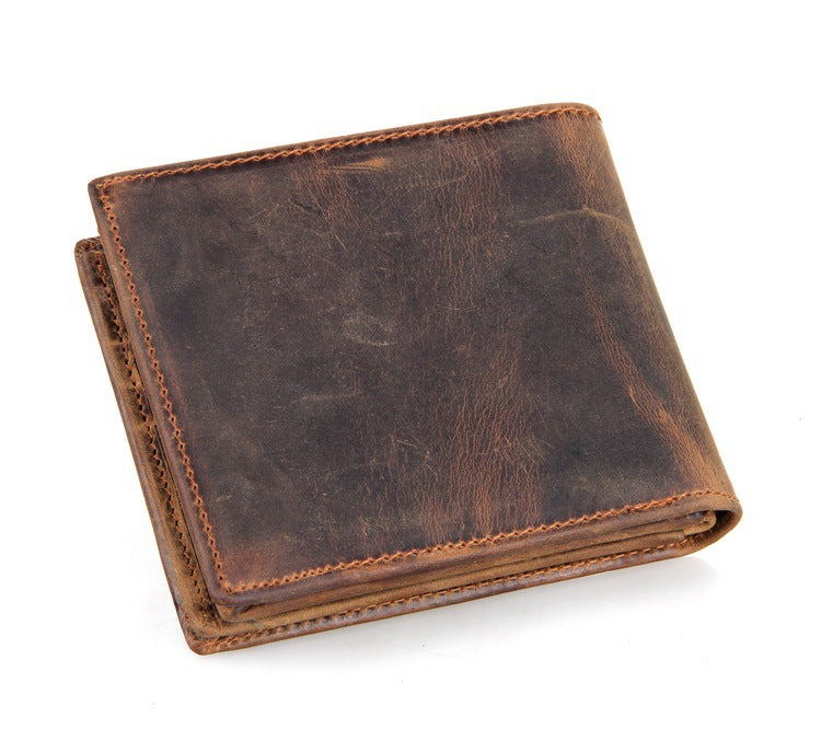 Men's Leather Wallet - Luxury Horse Leather Short Wallet for Men - ArtOm_farm™ LEATHER 