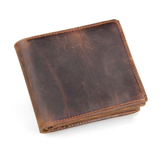 Men's Leather Wallet - Luxury Horse Leather Short Wallet for Men - ArtOm_farm™ LEATHER 