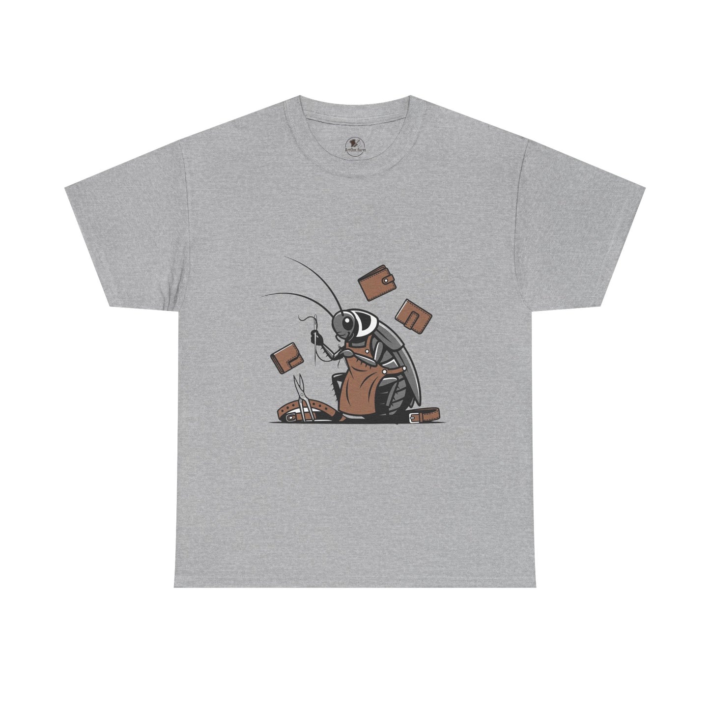 Cockroach Baker Unisex Heavy Cotton Tee - Funny Graphic Tee for Animal Lovers and Home Cooks, Unique Gift Idea - ArtOm_farm™ LEATHER