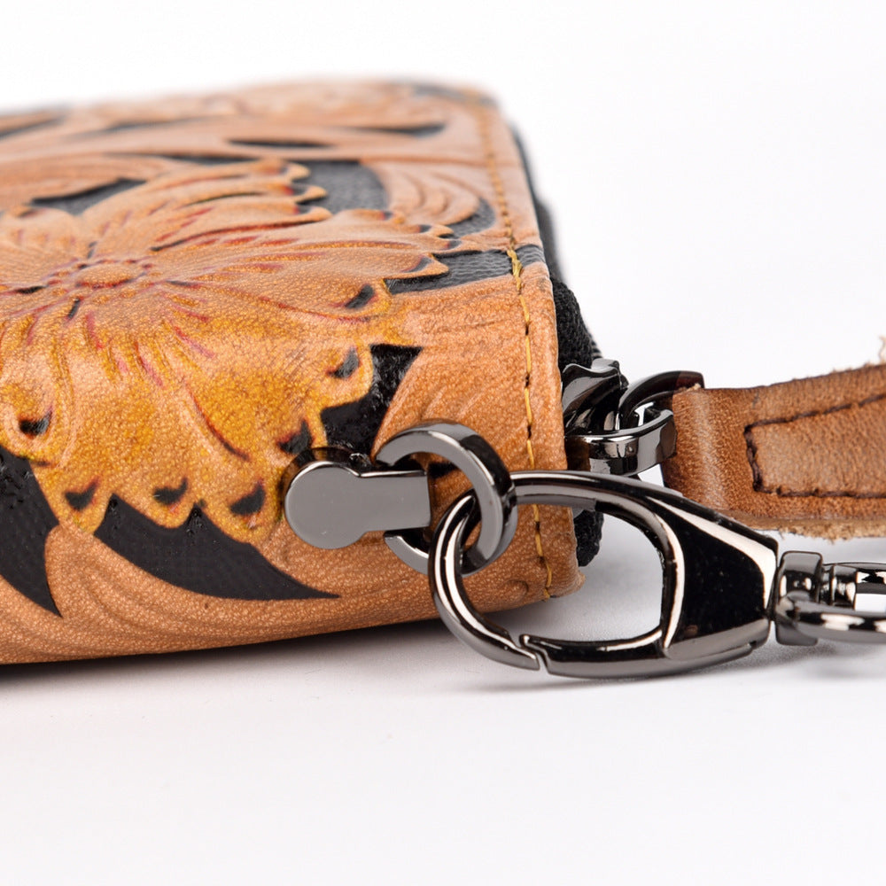 The First Layer Cowhide Leather Zipper Bag Craft for Leisure Use - ArtOm_farm™ LEATHER 