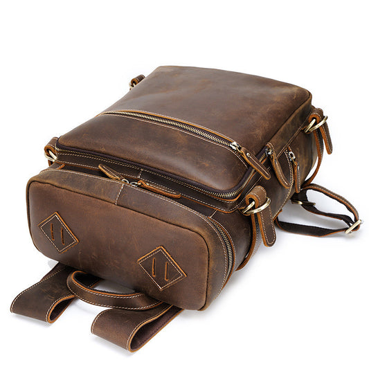 Retro Leather Laptop Bag for 16-inch Computers - Large Capacity Crazy Horse Style - ArtOm_farm™ LEATHER