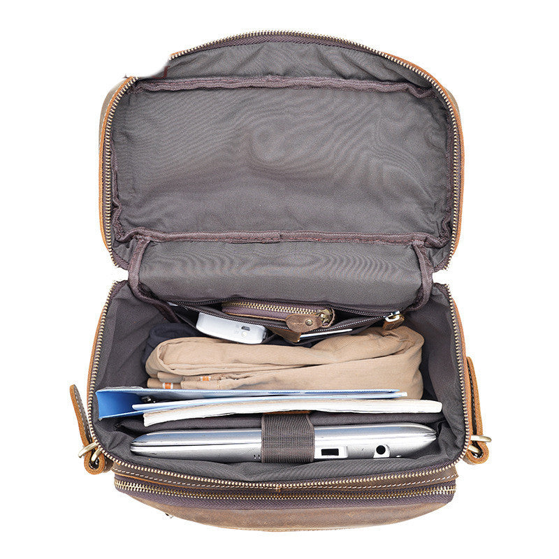 Retro Leather Laptop Bag for 16-inch Computers - Large Capacity Crazy Horse Style - ArtOm_farm™ LEATHER