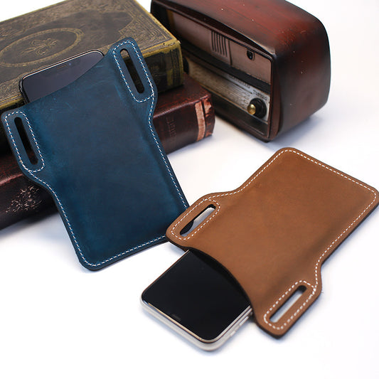 Cross Border Customized Leather Mobile Phone Bag with Belt Waist EDC Tactical Cover - ArtOm_farm™ LEATHER 