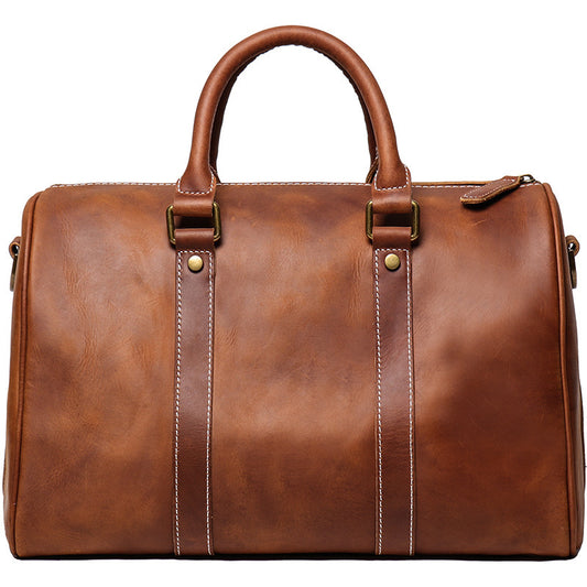 Crazy Horse Leather Messenger Bag for Short-Distance Business Travel - Simple One-Shoulder Design - ArtOm_farm™ LEATHER