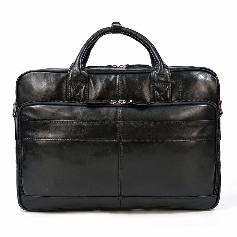 Vintage Men's Leather Briefcase Genuine Crazy Horse Leather Business Commuter Bag - ArtOm_farm™ LEATHER
