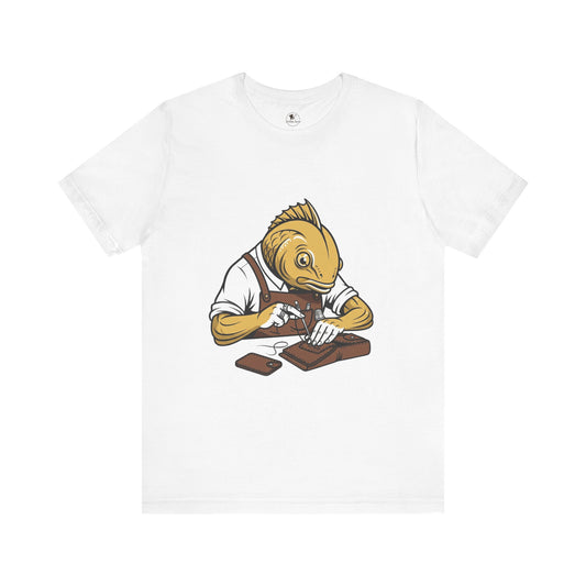 Creative Fish Artist Tee - Unique Graphic Tee for Art Lovers, Eco-Friendly Casual Wear - ArtOm_farm™ LEATHER