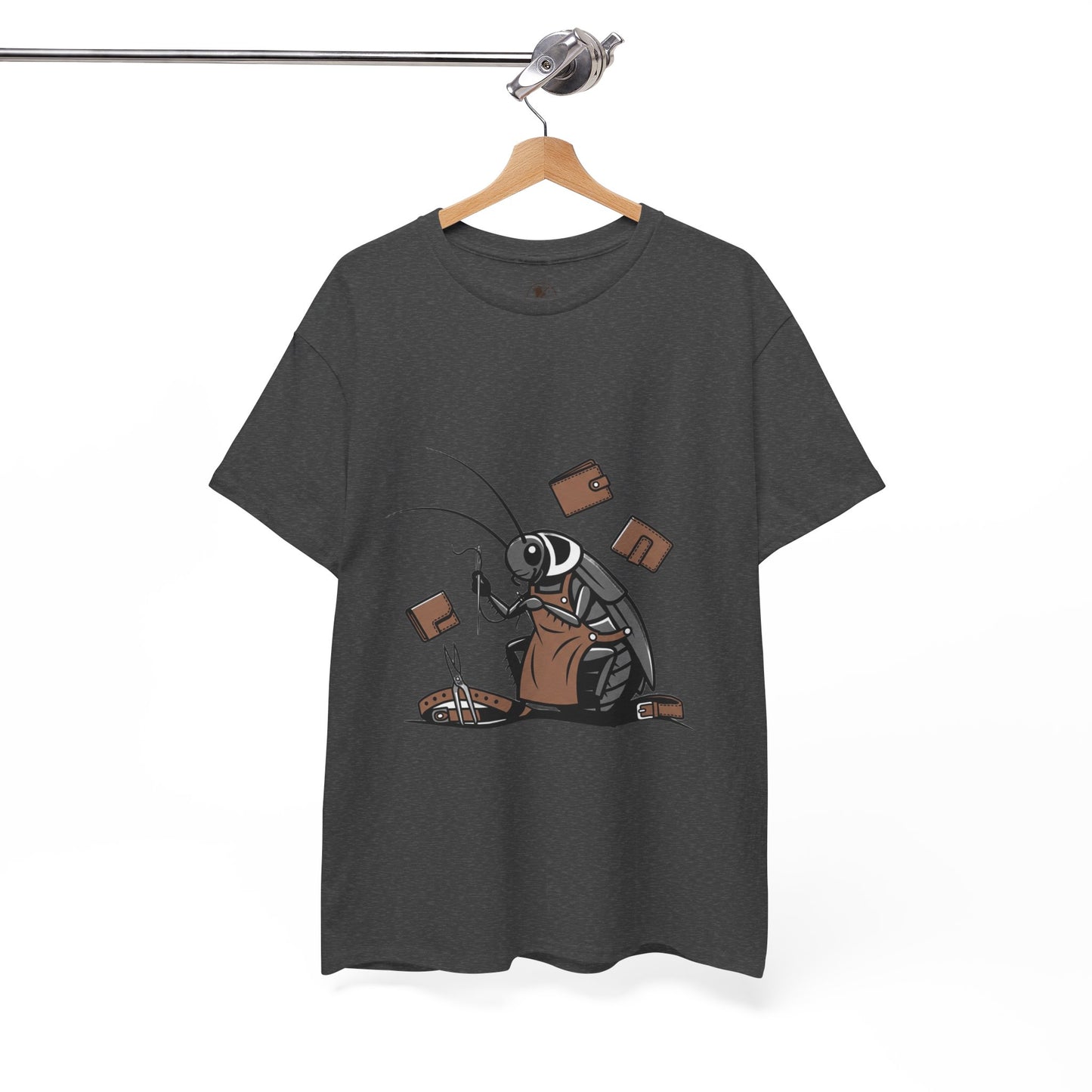 Cockroach Baker Unisex Heavy Cotton Tee - Funny Graphic Tee for Animal Lovers, Perfect Gift for Home Cooks - ArtOm_farm™ LEATHER 
