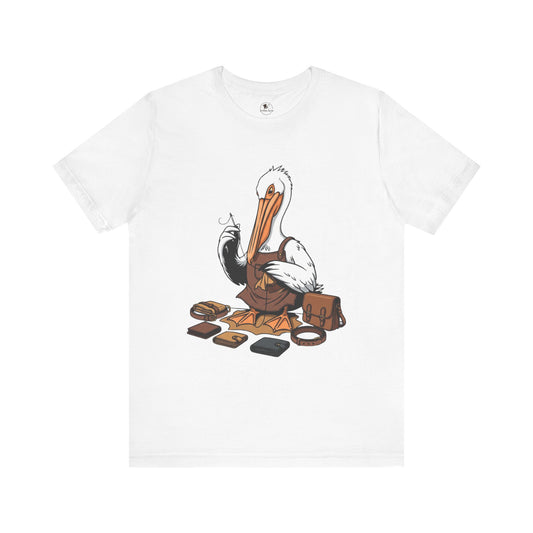 Whimsical Pelican Tee - Fun Beach T-Shirt for Casual Summer Style and Nature Lovers - ArtOm_farm™ LEATHER