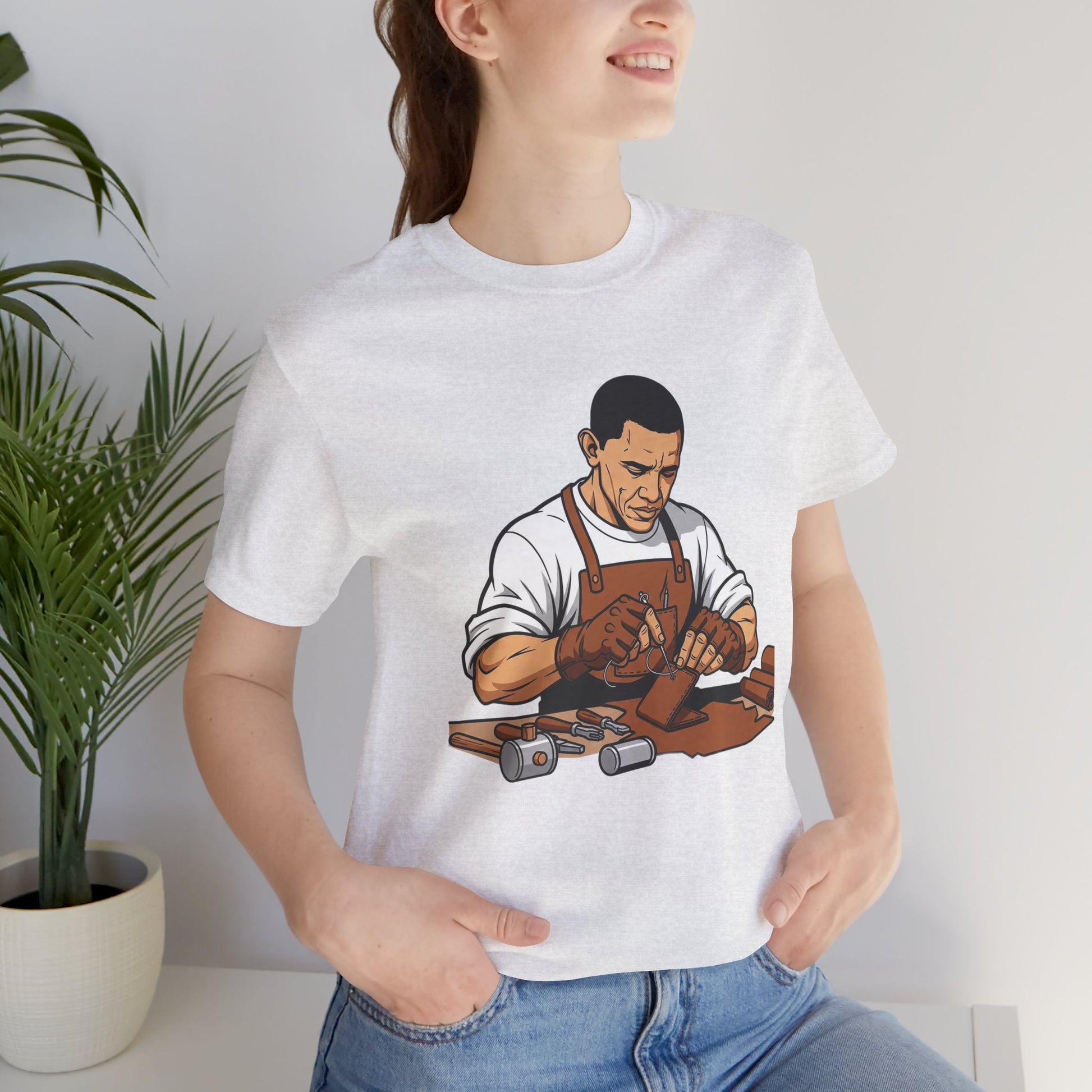 Craftsman Tee for Art Lovers - Unisex Shirt, Handyman Gift for Woodworking Enthusiasts, Perfect Father's Day Gift - ArtOm_farm™ LEATHER 