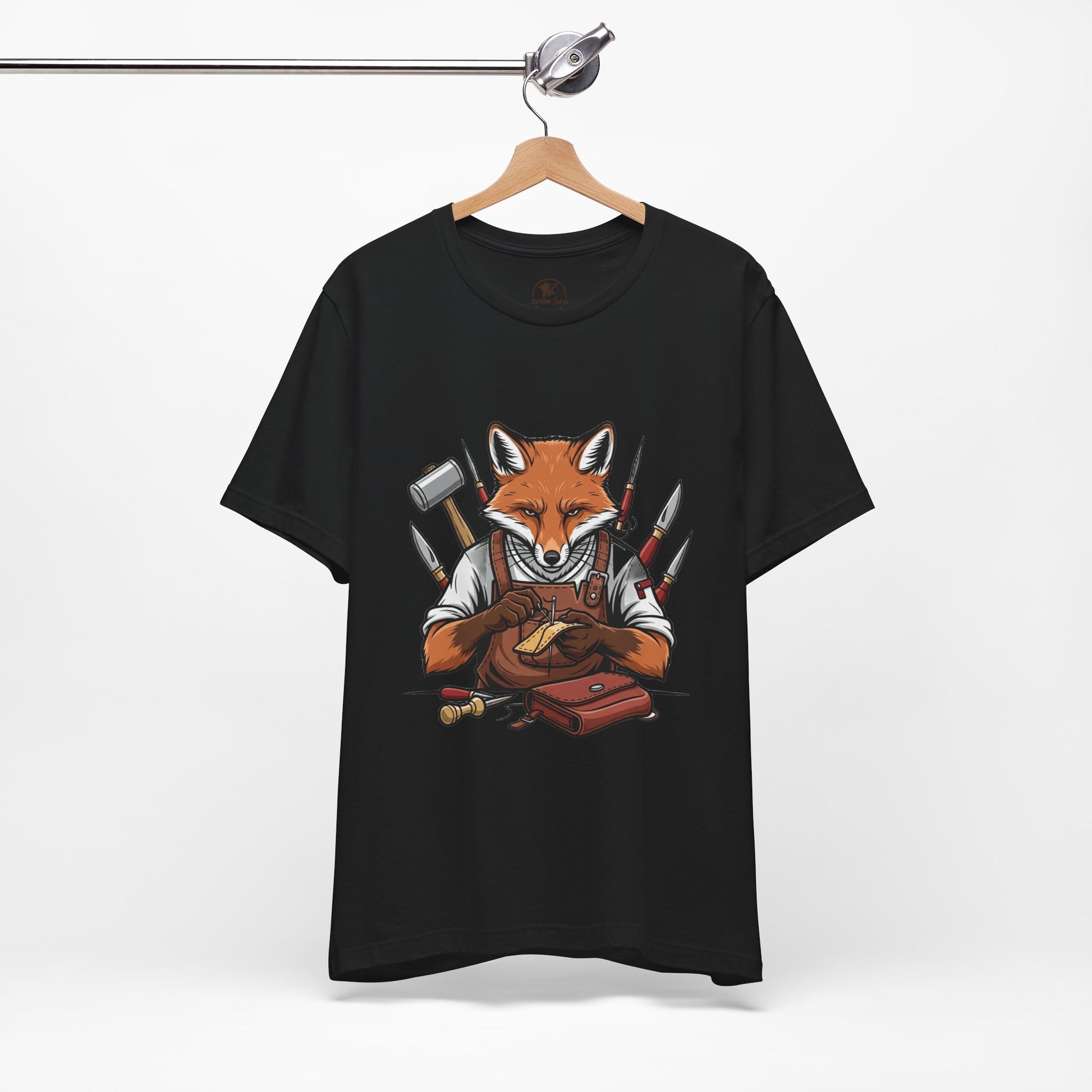 Crafty Fox T-Shirt - Funny Artisan Tee for Crafters, Perfect Gift for Art Lovers, Unique Handmade Vibes - ArtOm_farm™ LEATHER 
