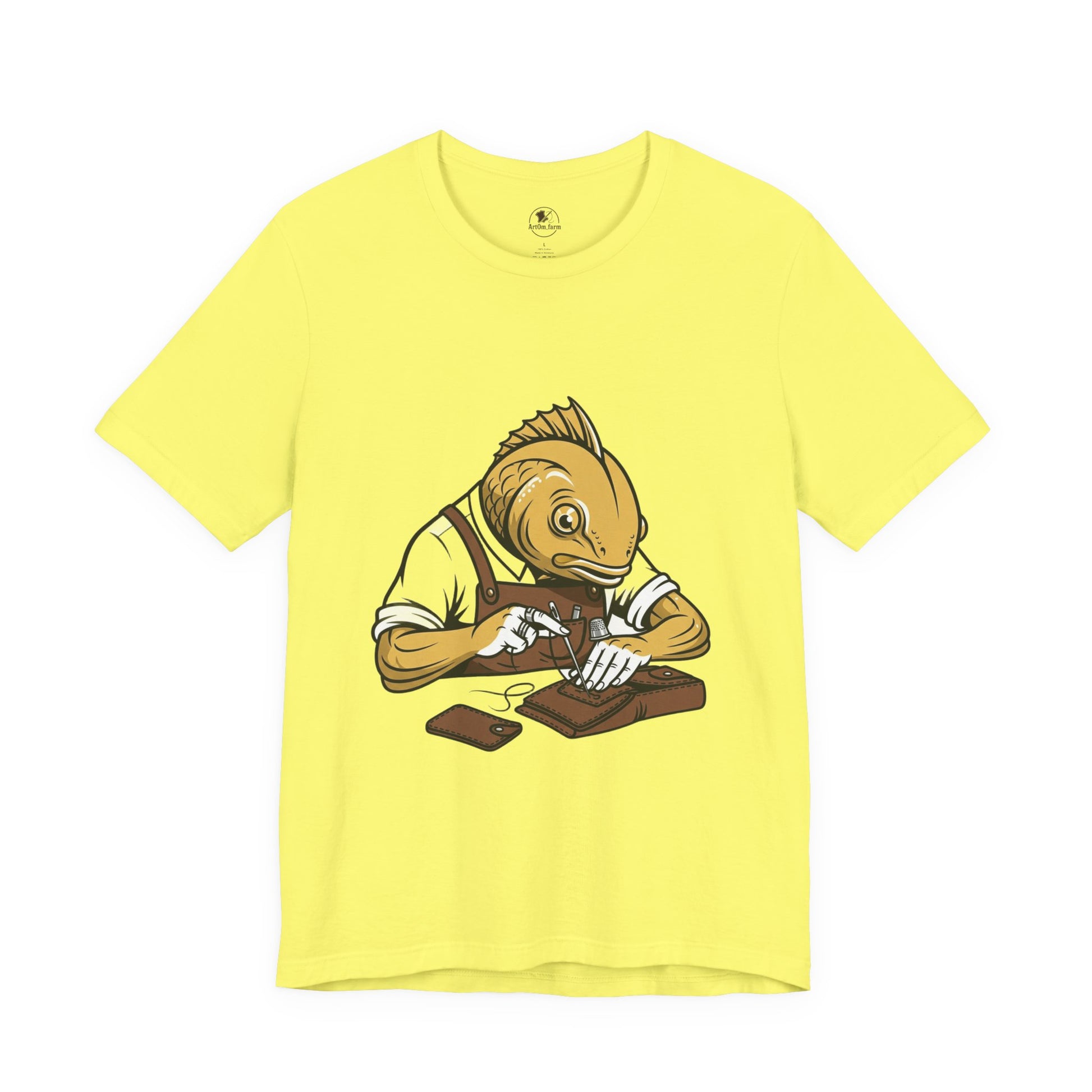 Creative Fish Artist Tee - Unique Graphic Tee for Art Lovers, Eco-Friendly Casual Wear - ArtOm_farm™ LEATHER 