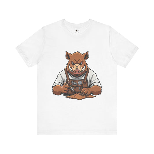 Crafty Pig Graphic Shirt - Fun Unisex Tee for Animal Lovers, Casual Birthday Apparel, and Funny Gift - ArtOm_farm™ LEATHER