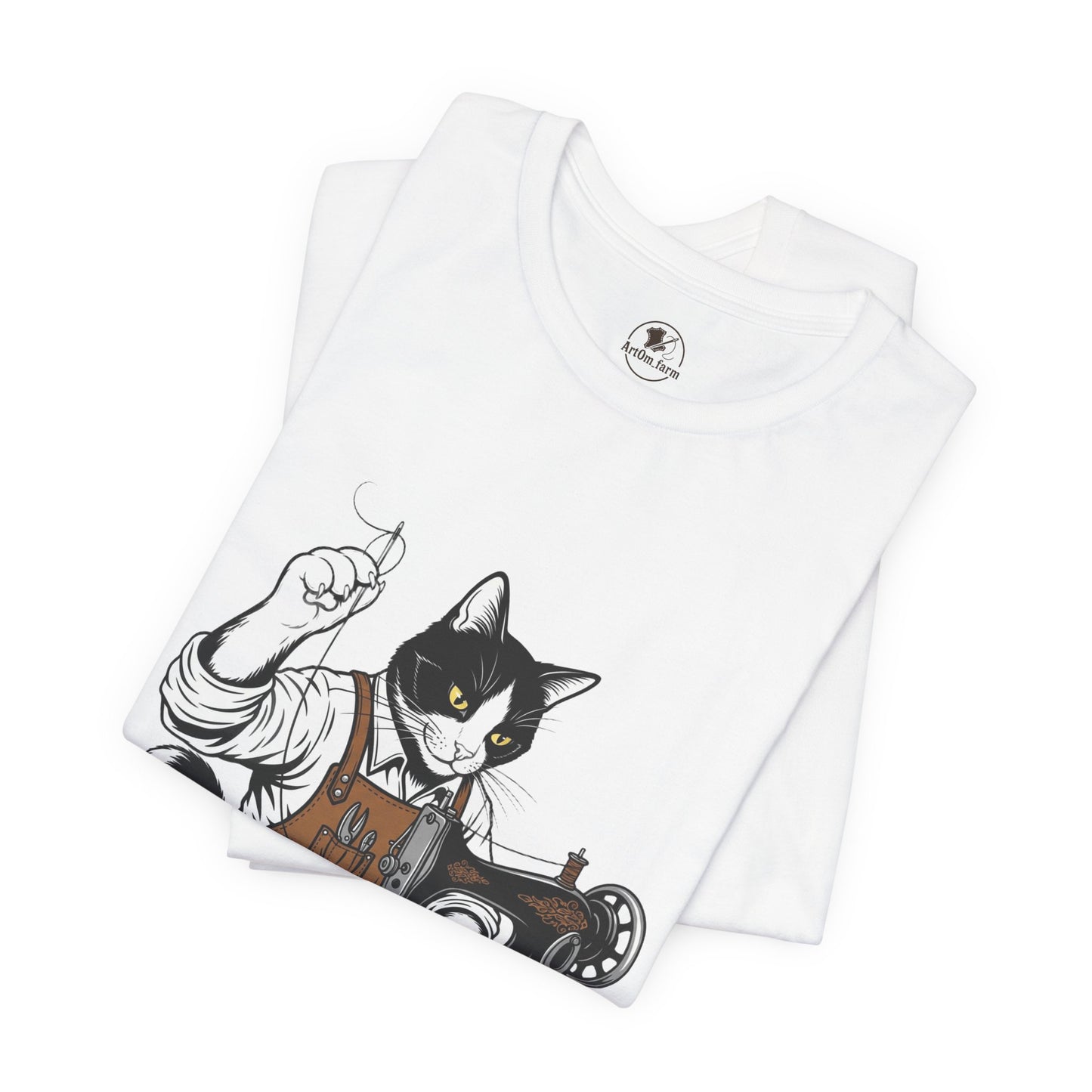 Crafty Cat Sewing Tee - Cute Cat Shirt for Crafters & Sewists, Perfect Gift for Cat Lovers - ArtOm_farm™ LEATHER