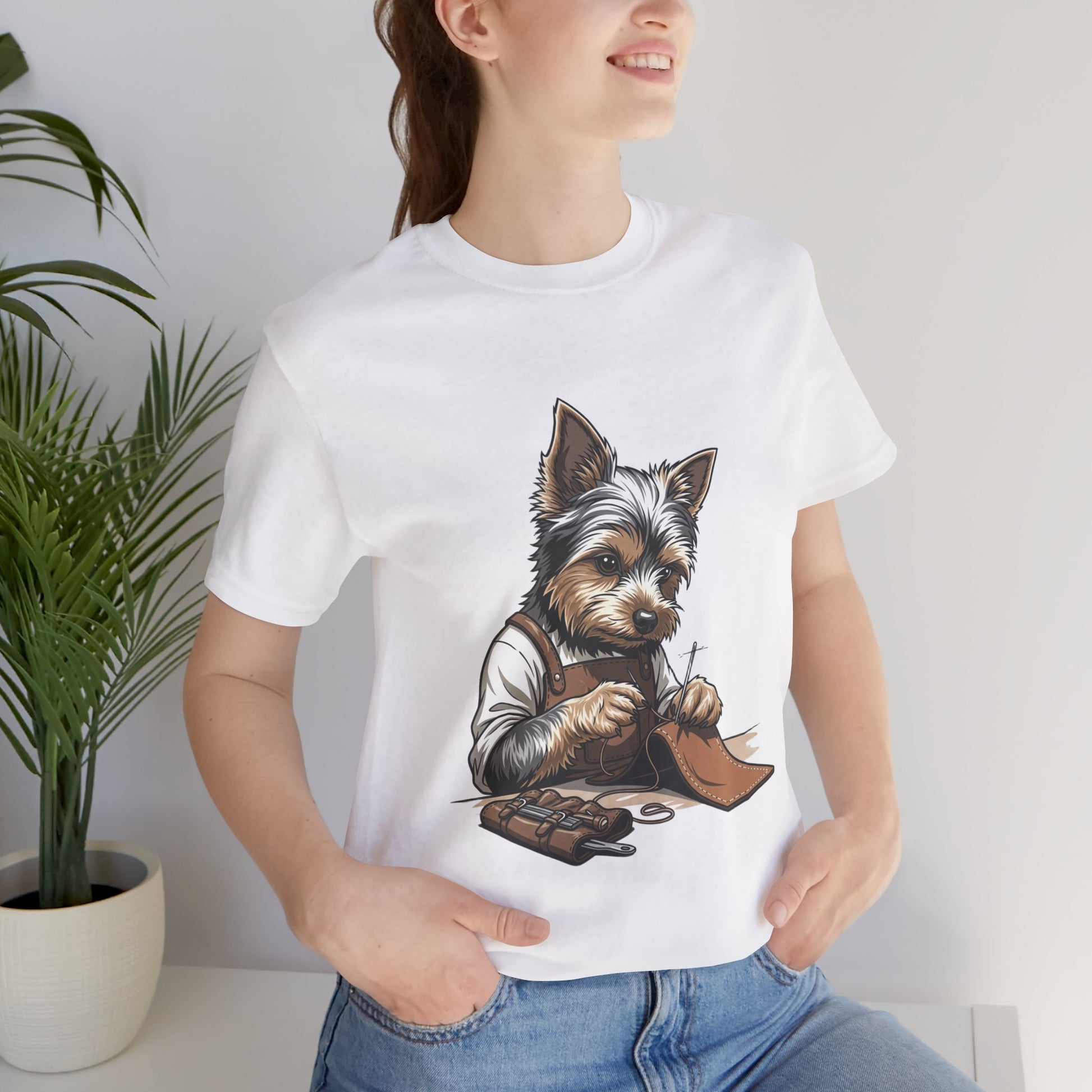Crafty Canine T-Shirt, Funny Dog Lover Gift, Cute Animal Tee for Pet Owners, Casual Wear for Artisan Friends - ArtOm_farm™ LEATHER