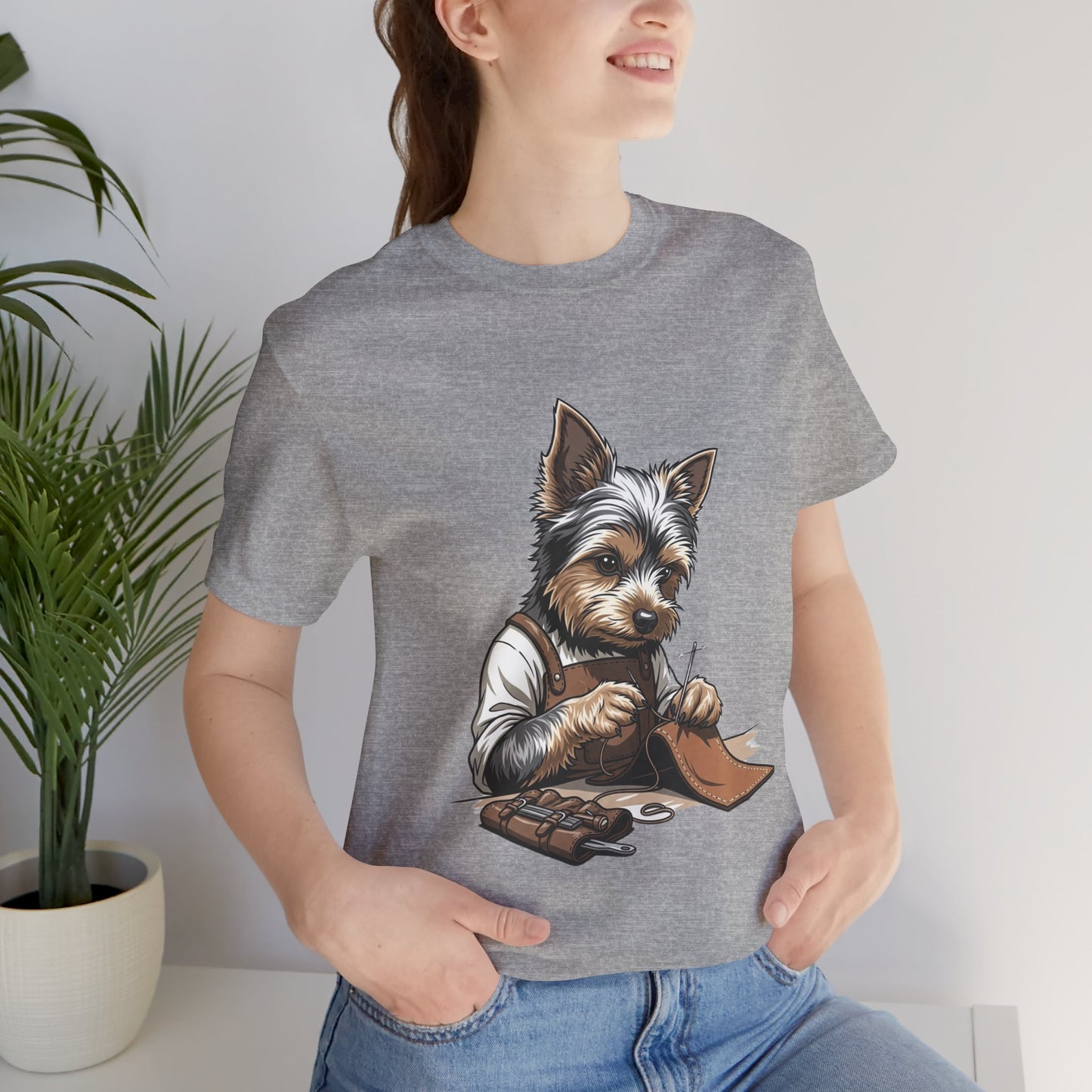 Crafty Canine T-Shirt, Funny Dog Lover Gift, Cute Animal Tee for Pet Owners, Casual Wear for Artisan Friends - ArtOm_farm™ LEATHER 