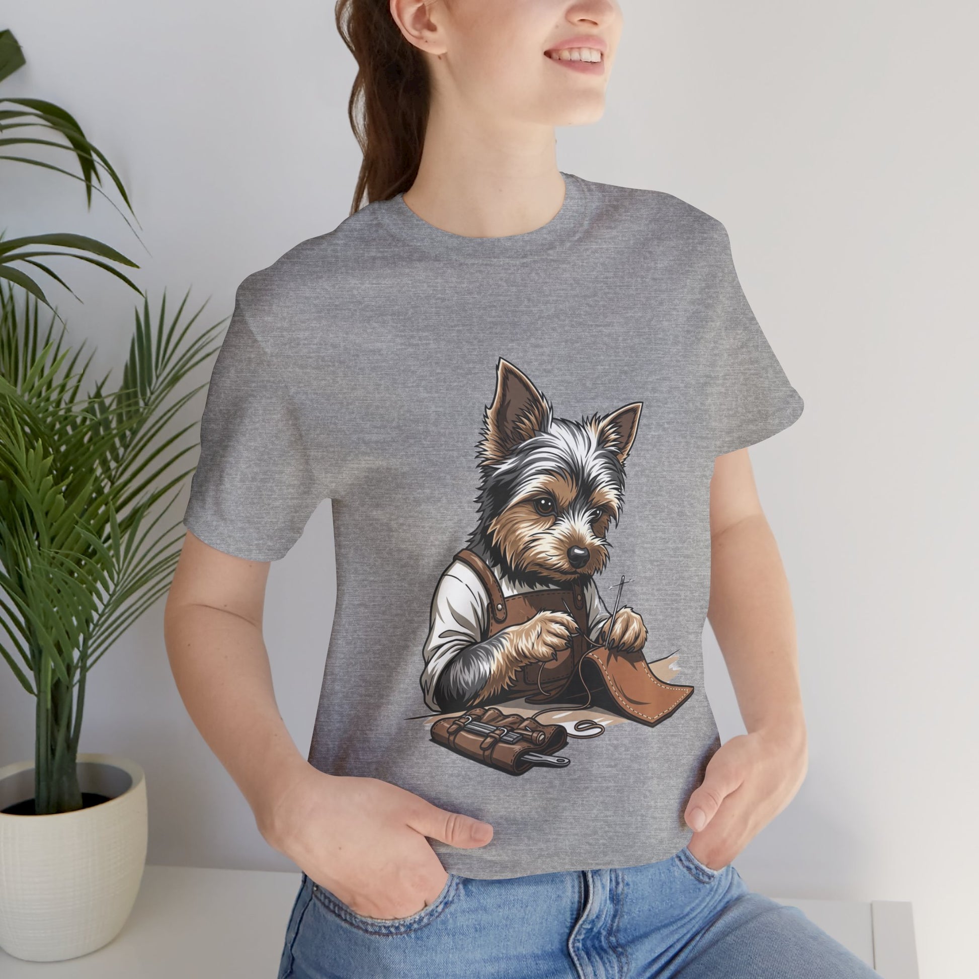 Crafty Canine T-Shirt, Funny Dog Lover Gift, Cute Animal Tee for Pet Owners, Casual Wear for Artisan Friends - ArtOm_farm™ LEATHER 