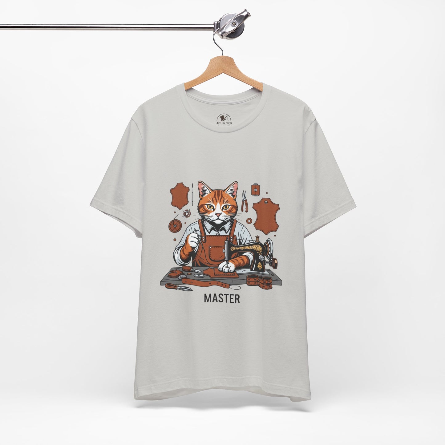Crafty Cat Master Tee - Funny Cat Shirt for Unisex Pet Lovers, Unique Cat Apparel Gift for Cat Owners - ArtOm_farm™ LEATHER 