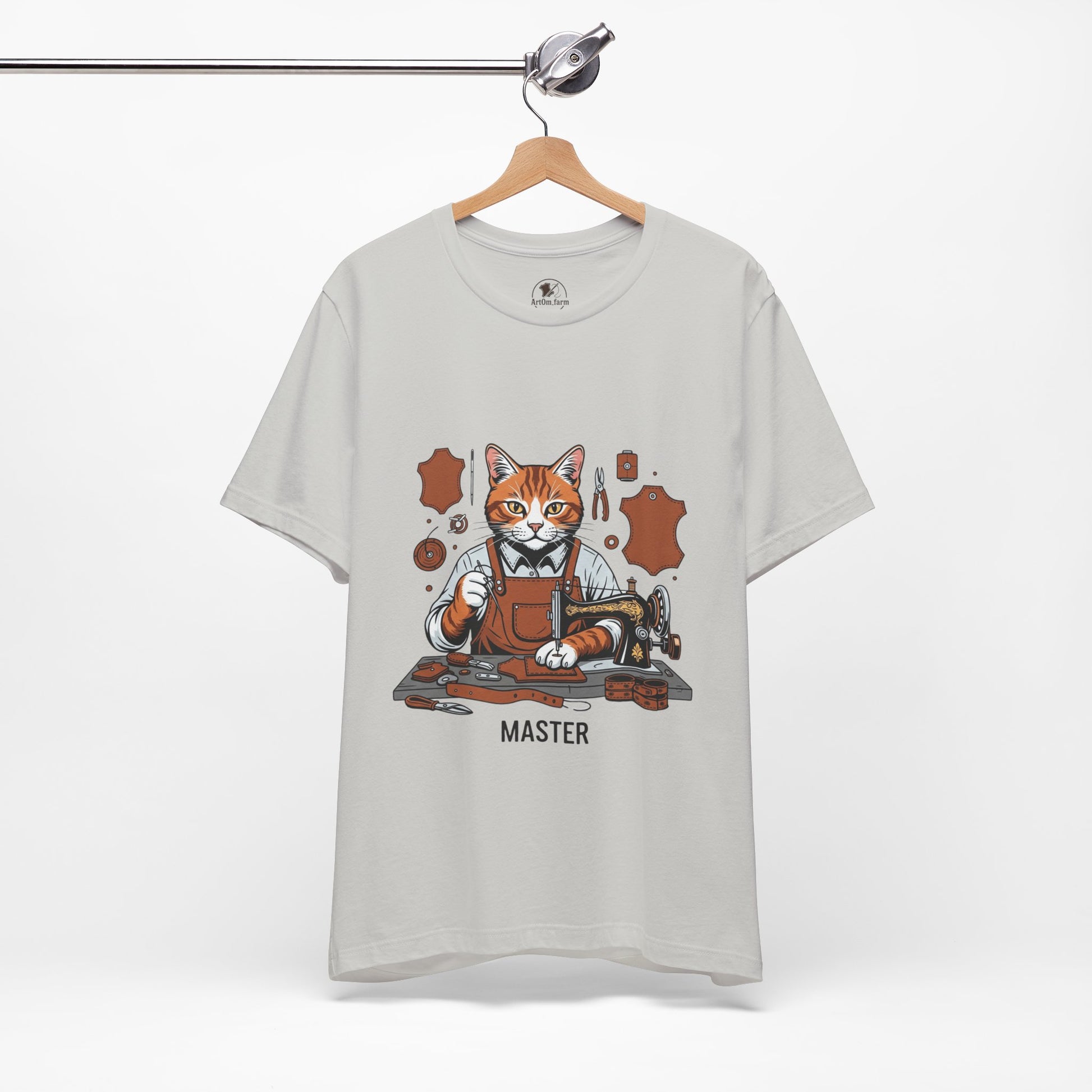 Crafty Cat Master Tee - Funny Cat Shirt for Unisex Pet Lovers, Unique Cat Apparel Gift for Cat Owners - ArtOm_farm™ LEATHER 