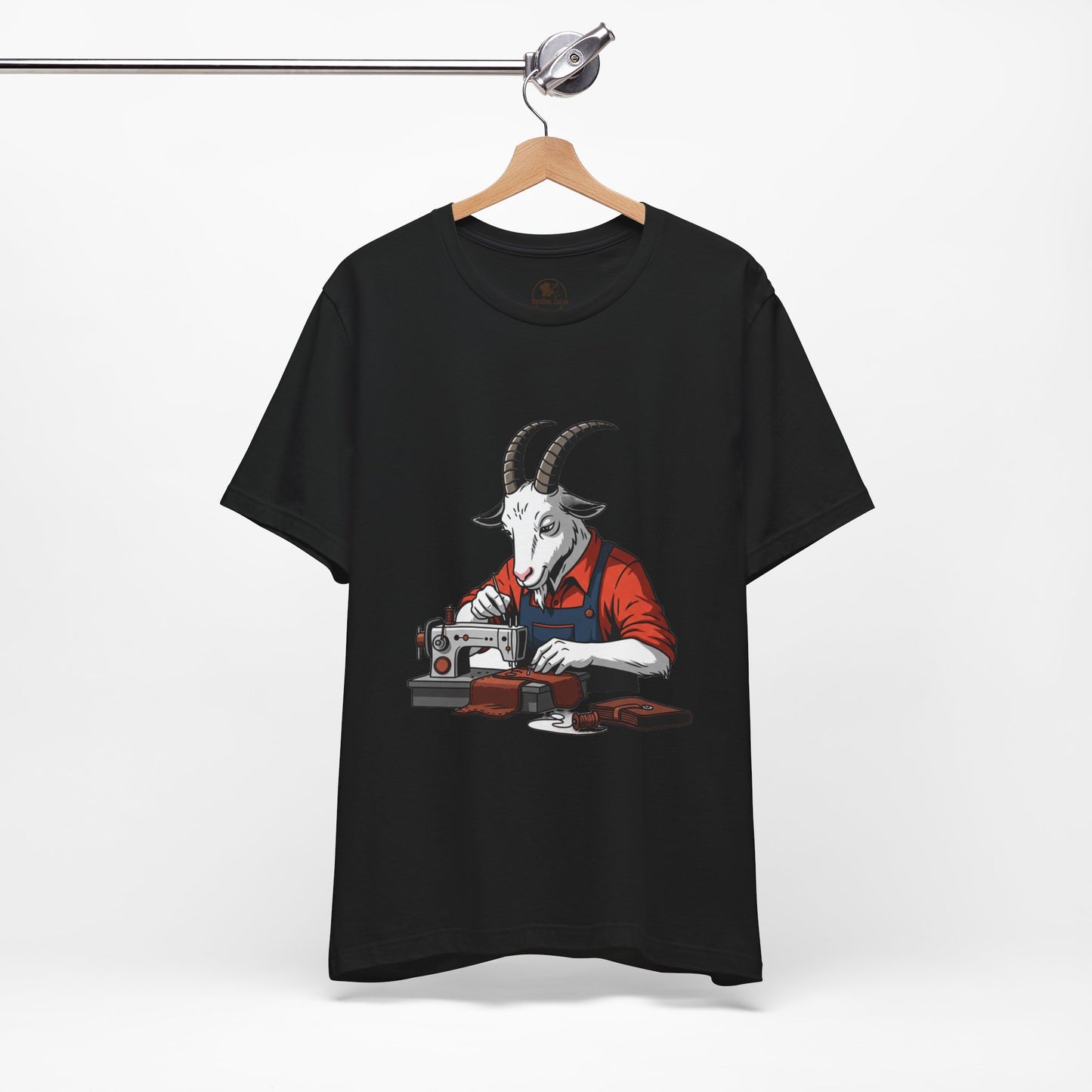 Creative Goat Tailor Tee - Funny Graphic Shirt for Crafters and Art Lovers, Unique Gift for Casual Wear - ArtOm_farm™ LEATHER 
