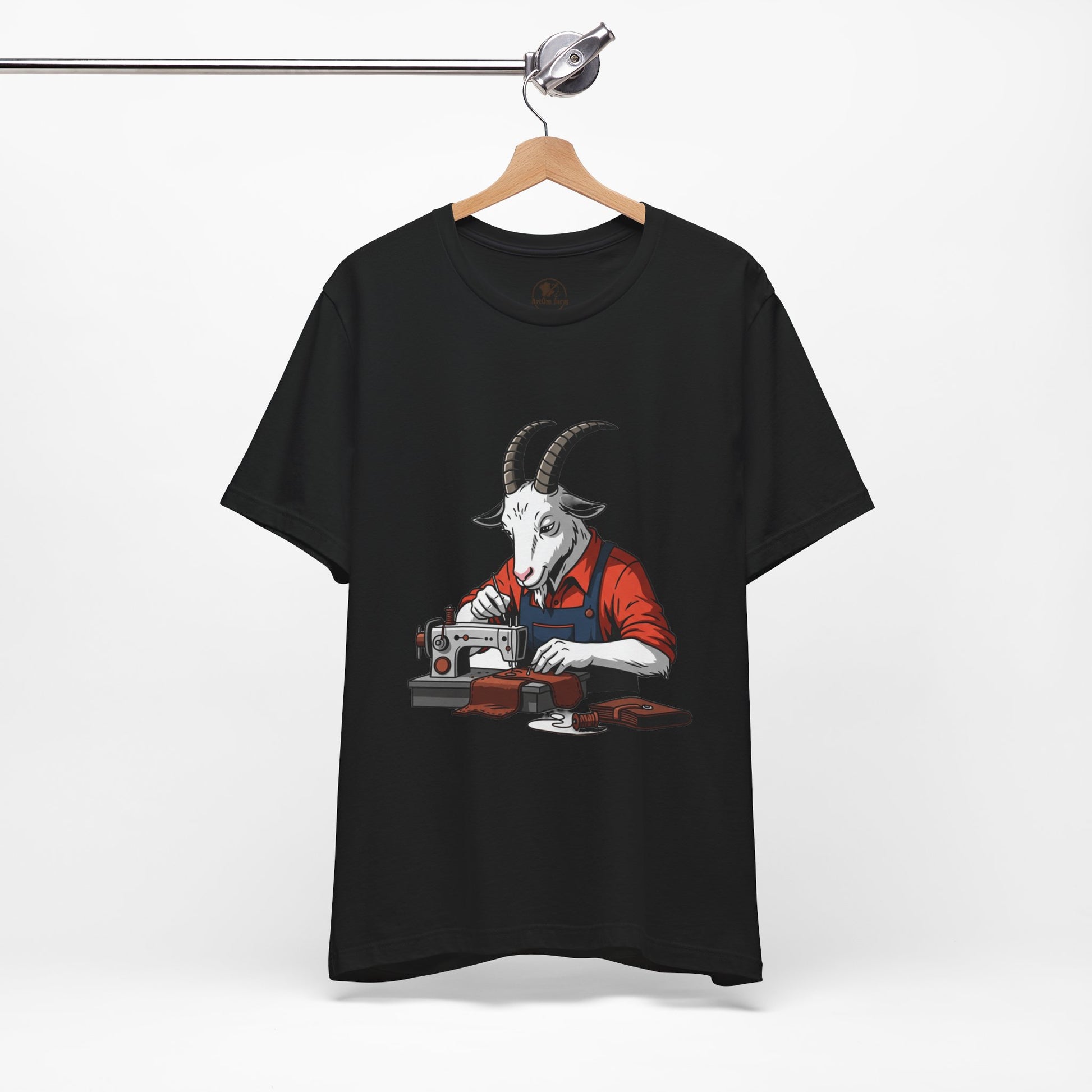 Creative Goat Tailor Tee - Funny Graphic Shirt for Crafters and Art Lovers, Unique Gift for Casual Wear - ArtOm_farm™ LEATHER 