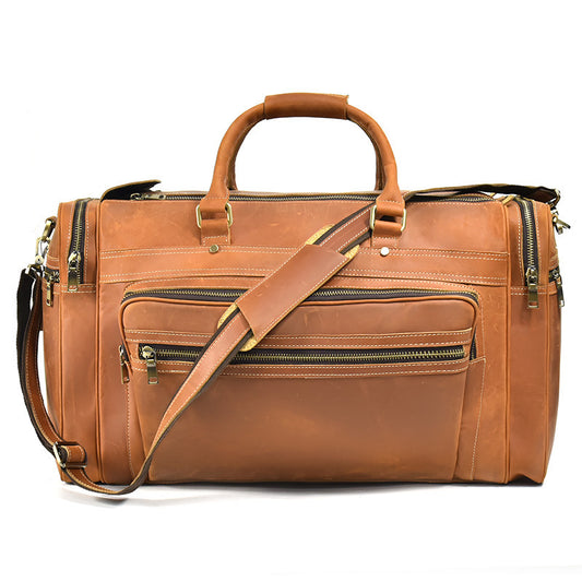 Large Capacity Leather Travel Bag - Retro Crazy Horse Style - ArtOm_farm™ LEATHER 