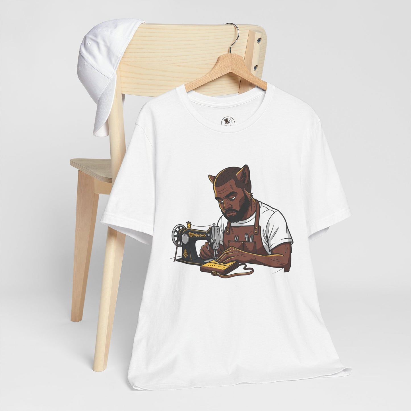 Crafty Cat Sewing T-Shirt, Funny Handmade Apparel for Cat Lovers and Creatives - ArtOm_farm™ LEATHER
