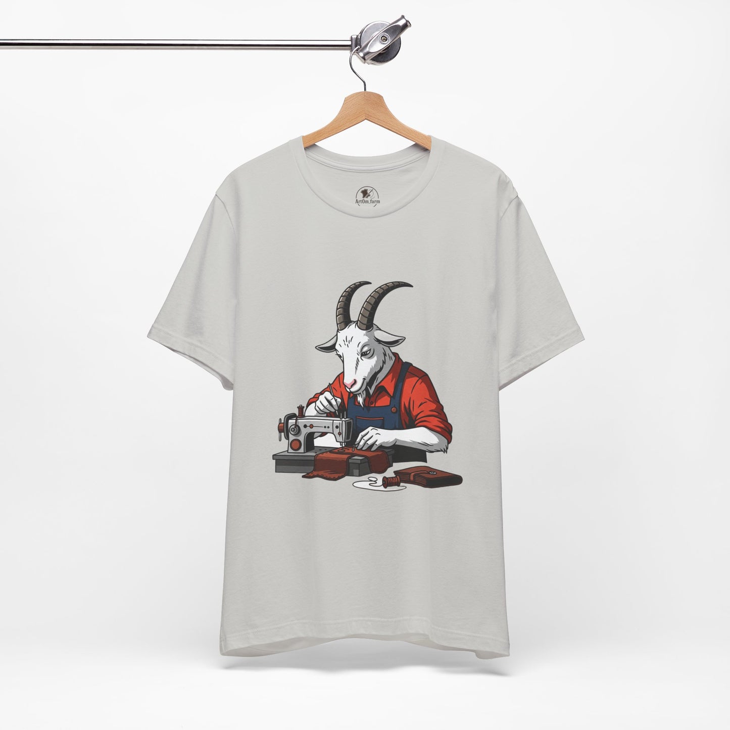 Creative Goat Tailor Tee - Funny Graphic Shirt for Crafters and Art Lovers, Unique Gift for Casual Wear - ArtOm_farm™ LEATHER 