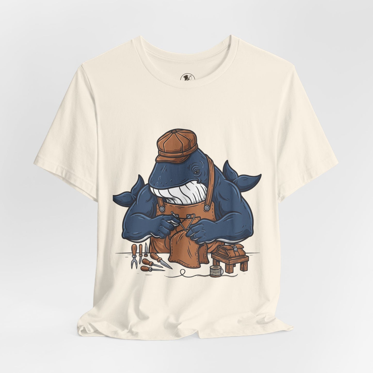 Crafty Shark Tee - Fun Unisex Casual Shirt for Ocean Lovers, Unique Gift Idea and Art Inspired Apparel - ArtOm_farm™ LEATHER 