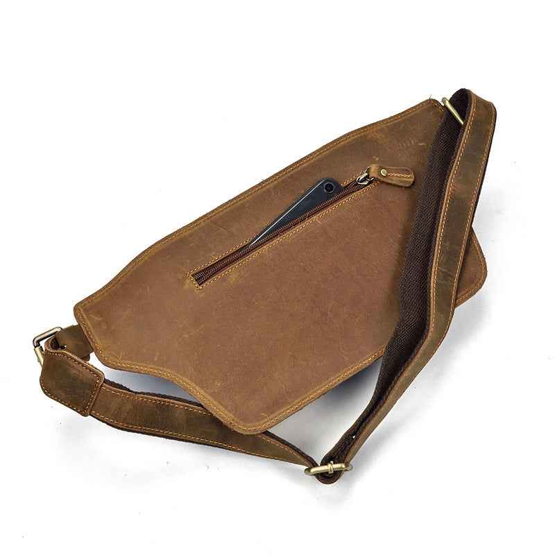 Men's Retro Leather Waist Bag in Crazy Horse Leather