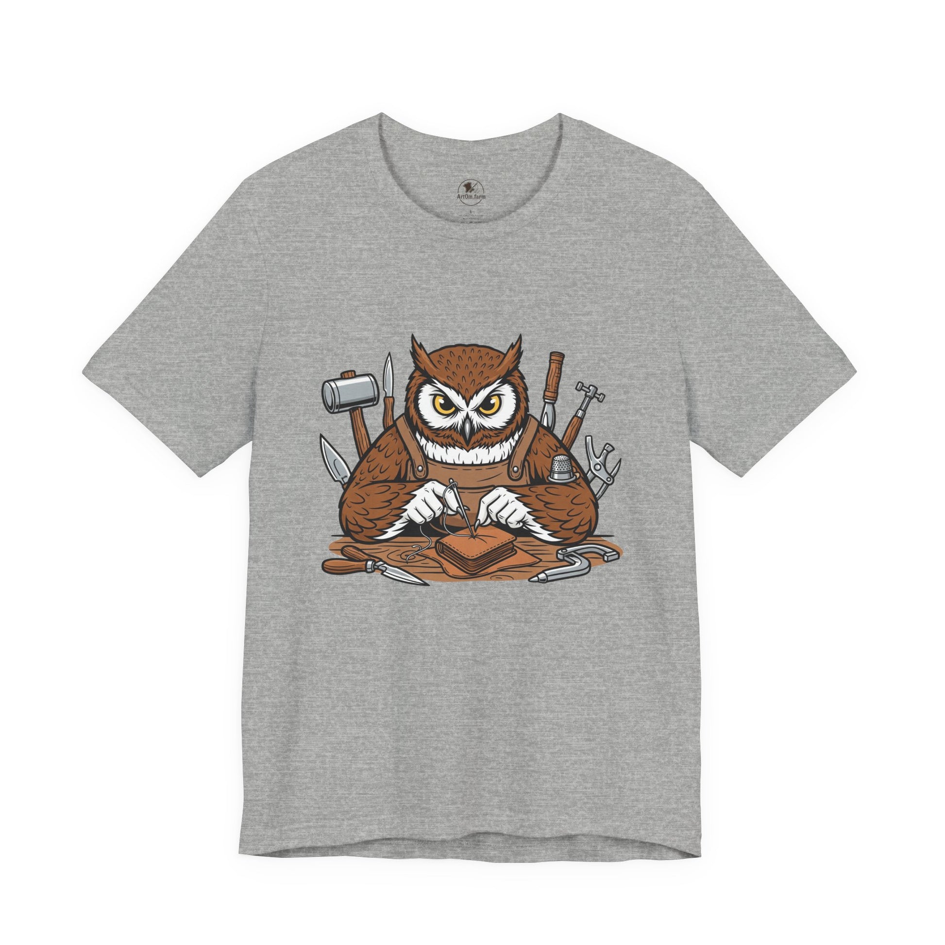 Owl Artisan Tee - Perfect Gift for Craft Lovers and Nature Enthusiasts, Handmade Casual Wear - ArtOm_farm™ LEATHER 