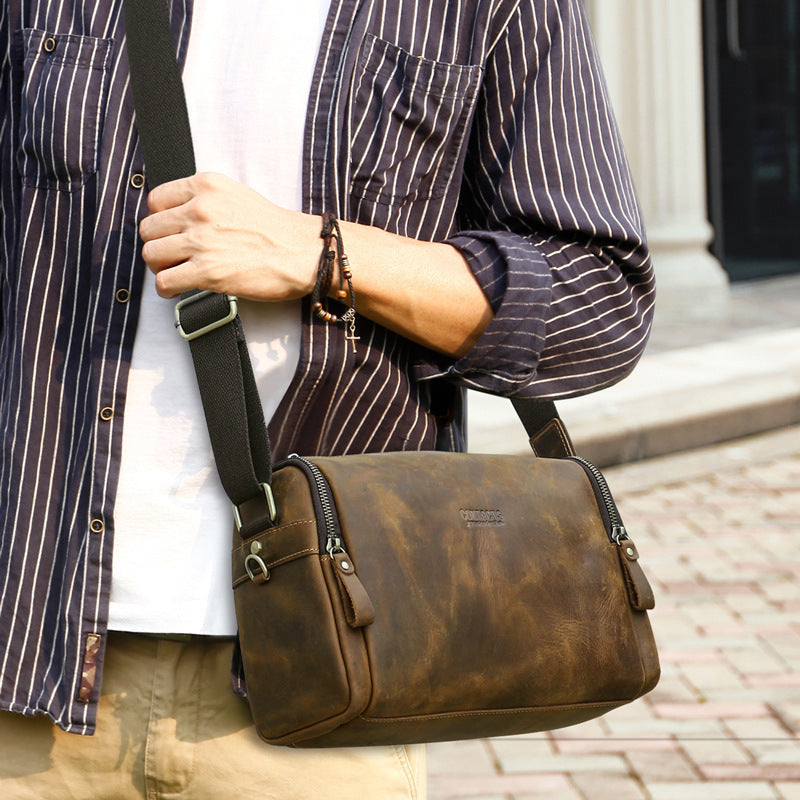 Retro Leather Messenger Bag - Crazy Horse Style Fashion for Men - ArtOm_farm™ LEATHER