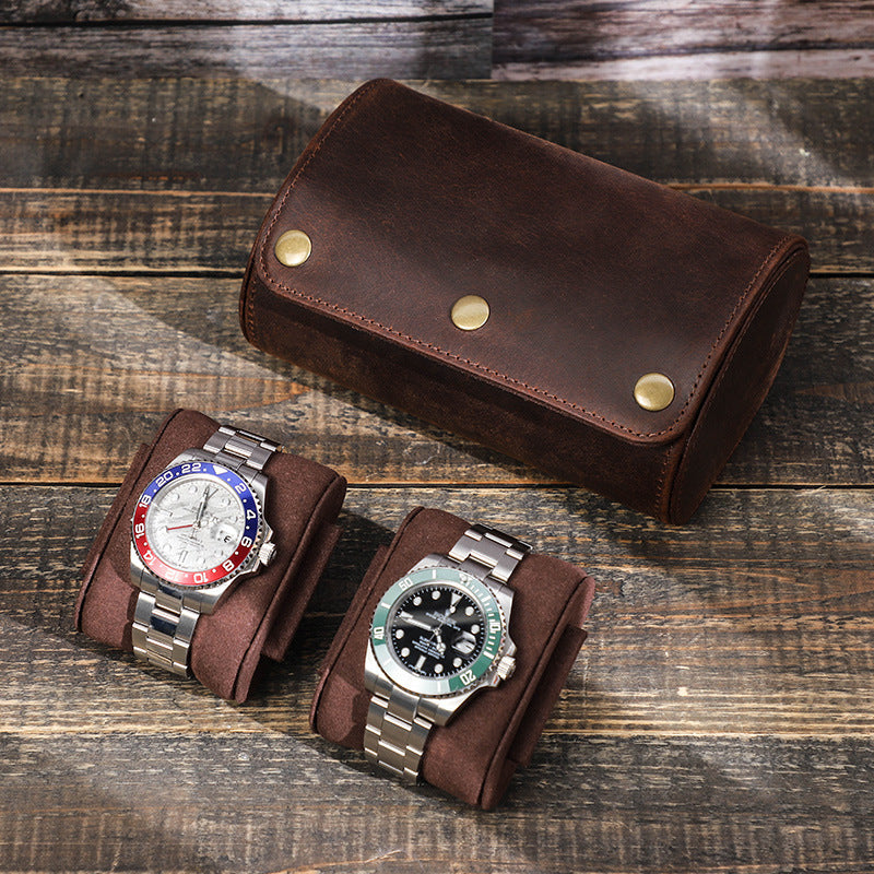 Retro Leather Watch Storage Box for Couples - Portable Outdoor Travel Case - ArtOm_farm™ LEATHER