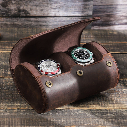 Retro Leather Watch Storage Box for Couples - Portable Outdoor Travel Case - ArtOm_farm™ LEATHER