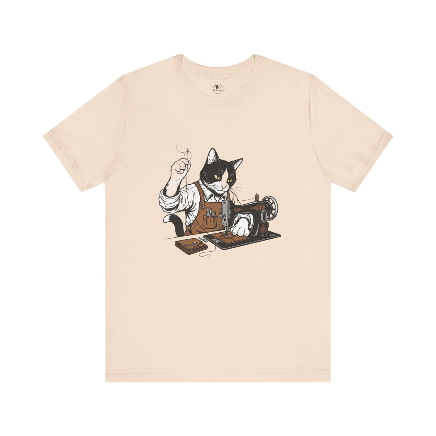 Crafty Cat Sewing Tee - Cute Cat Shirt for Crafters & Sewists, Perfect Gift for Cat Lovers - ArtOm_farm™ LEATHER