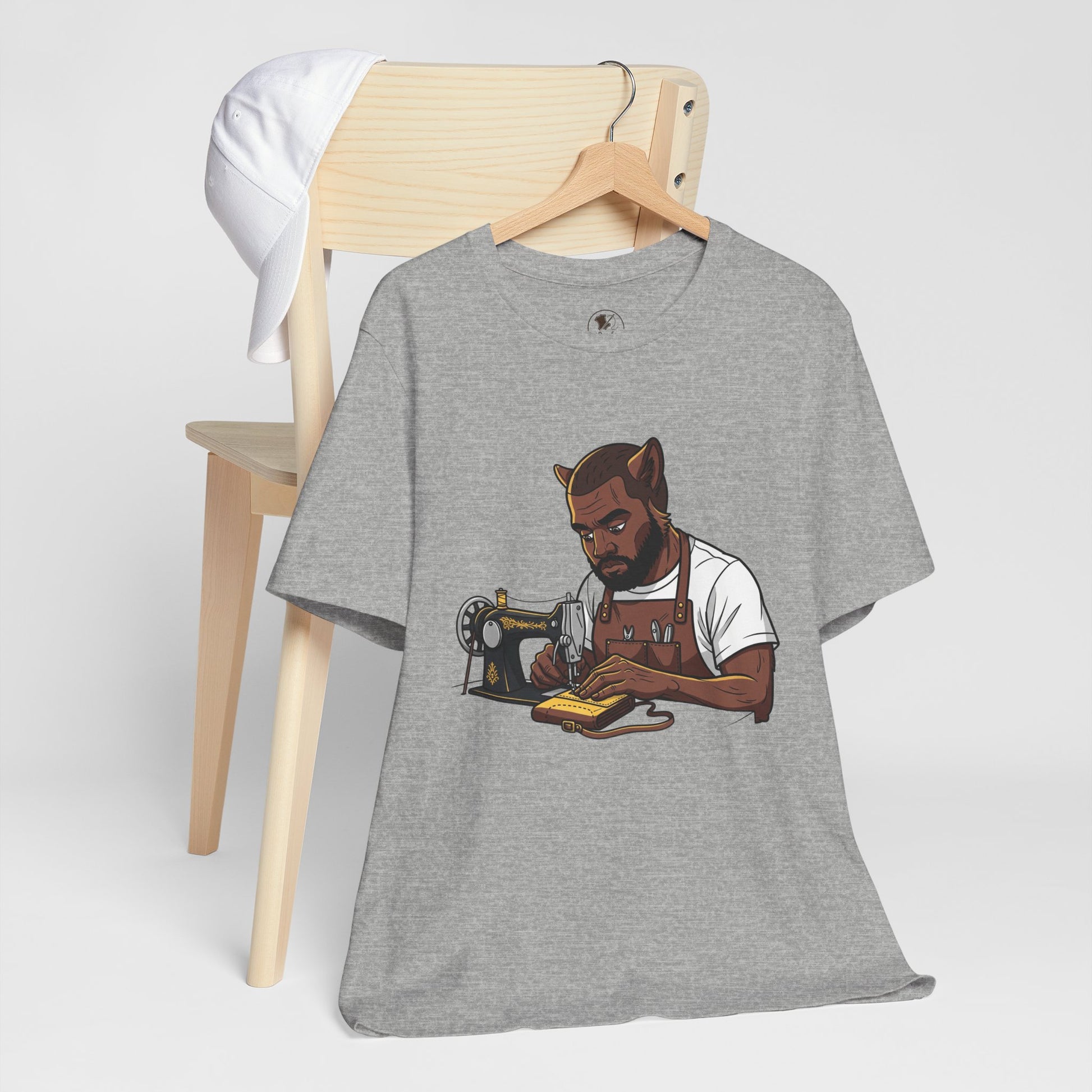 Crafty Cat Sewing T-Shirt, Funny Handmade Apparel for Cat Lovers and Creatives - ArtOm_farm™ LEATHER 