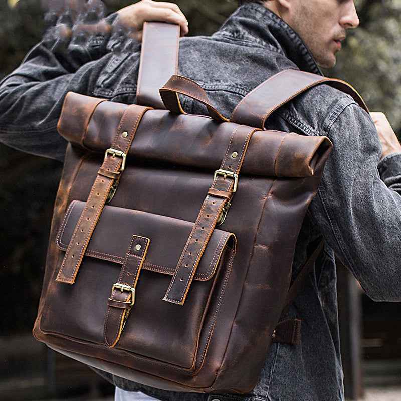 Retro Leather Backpack for Travel and City Adventures