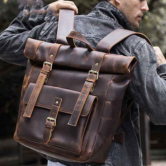 Retro Leather Backpack for Travel and City Adventures