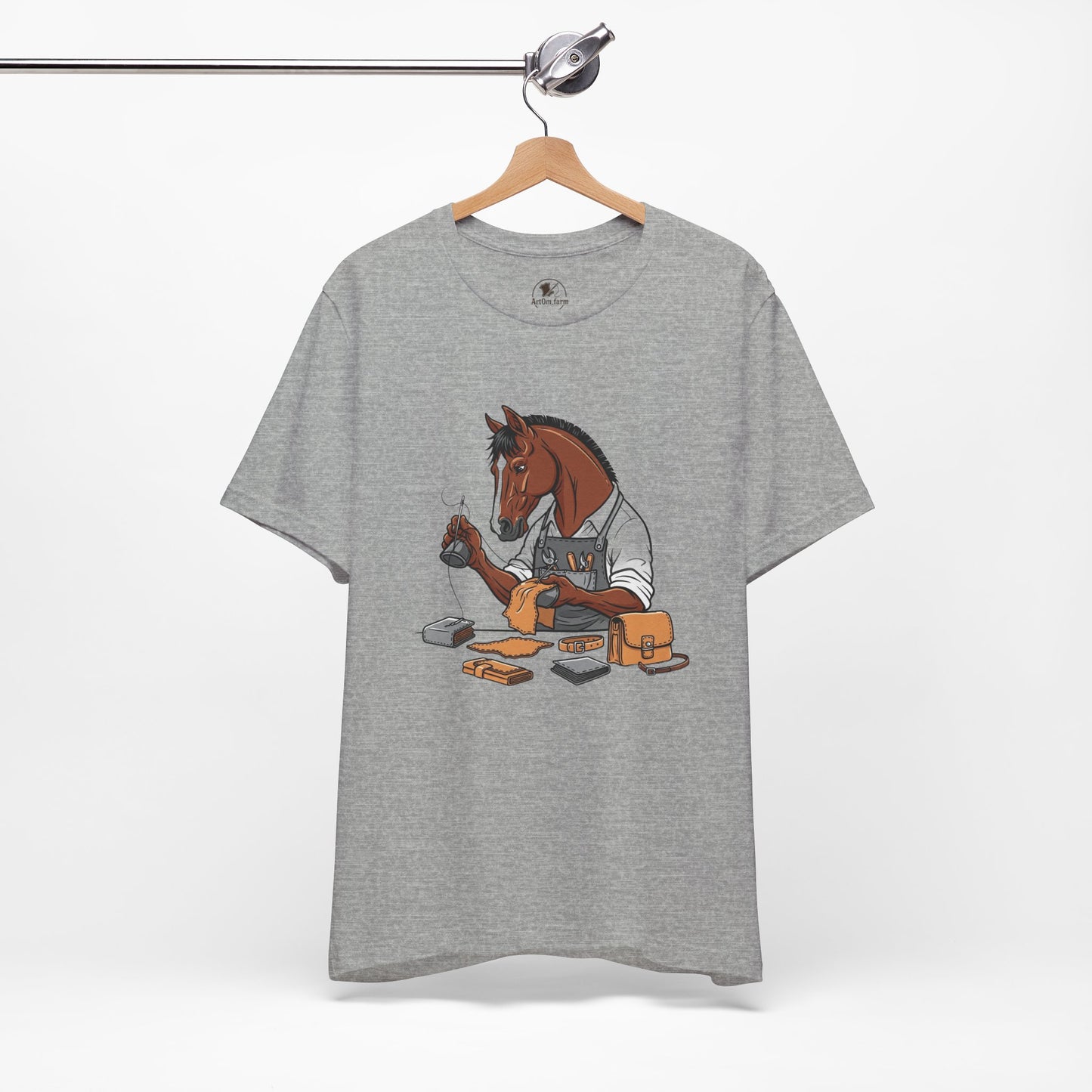 Equestrian Unisex Tee - Funny Horse Shirt for Animal Enthusiasts, Perfect Gift for Horse Lovers - ArtOm_farm™ LEATHER 