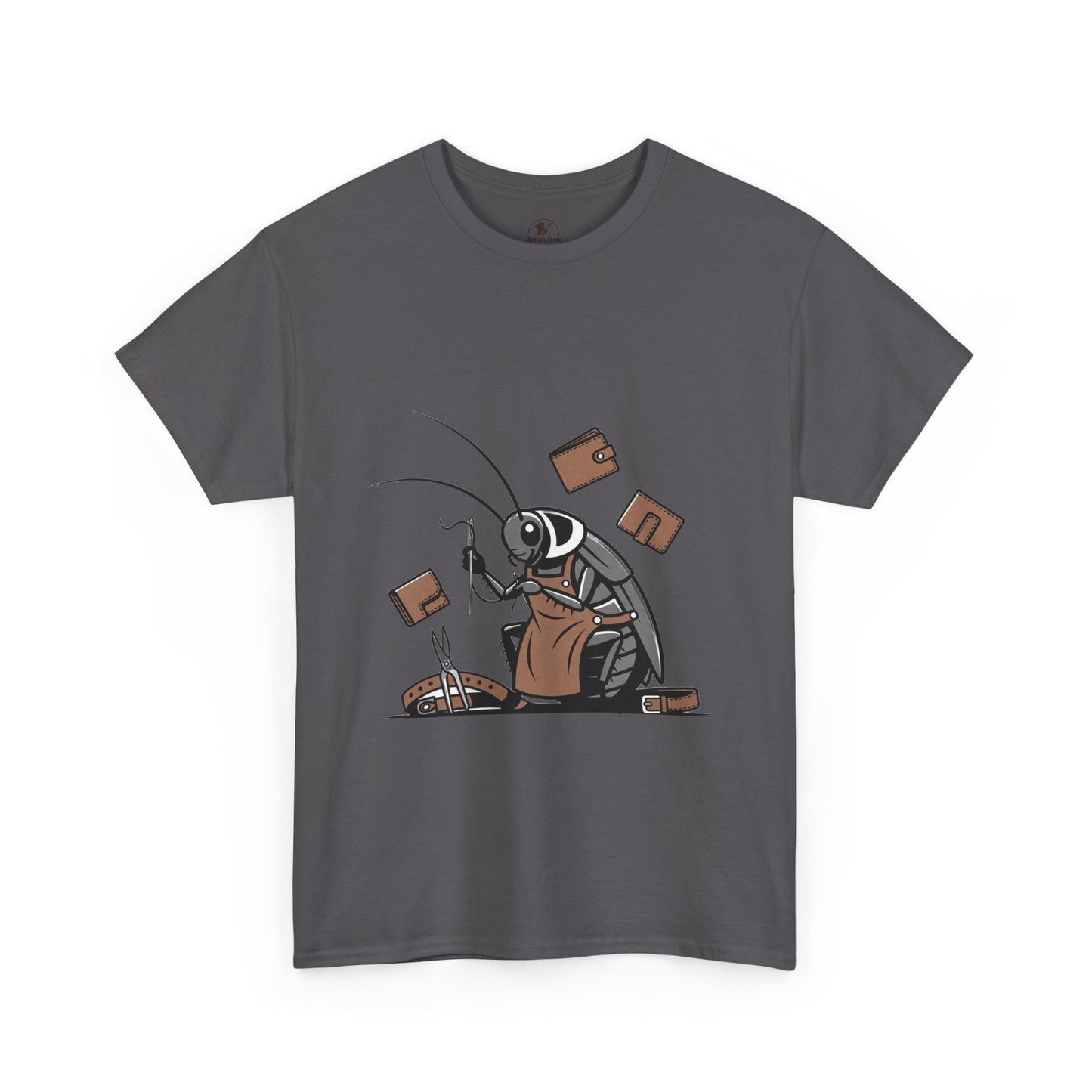 Cockroach Baker Unisex Heavy Cotton Tee - Funny Graphic Tee for Animal Lovers, Perfect Gift for Home Cooks - ArtOm_farm™ LEATHER 