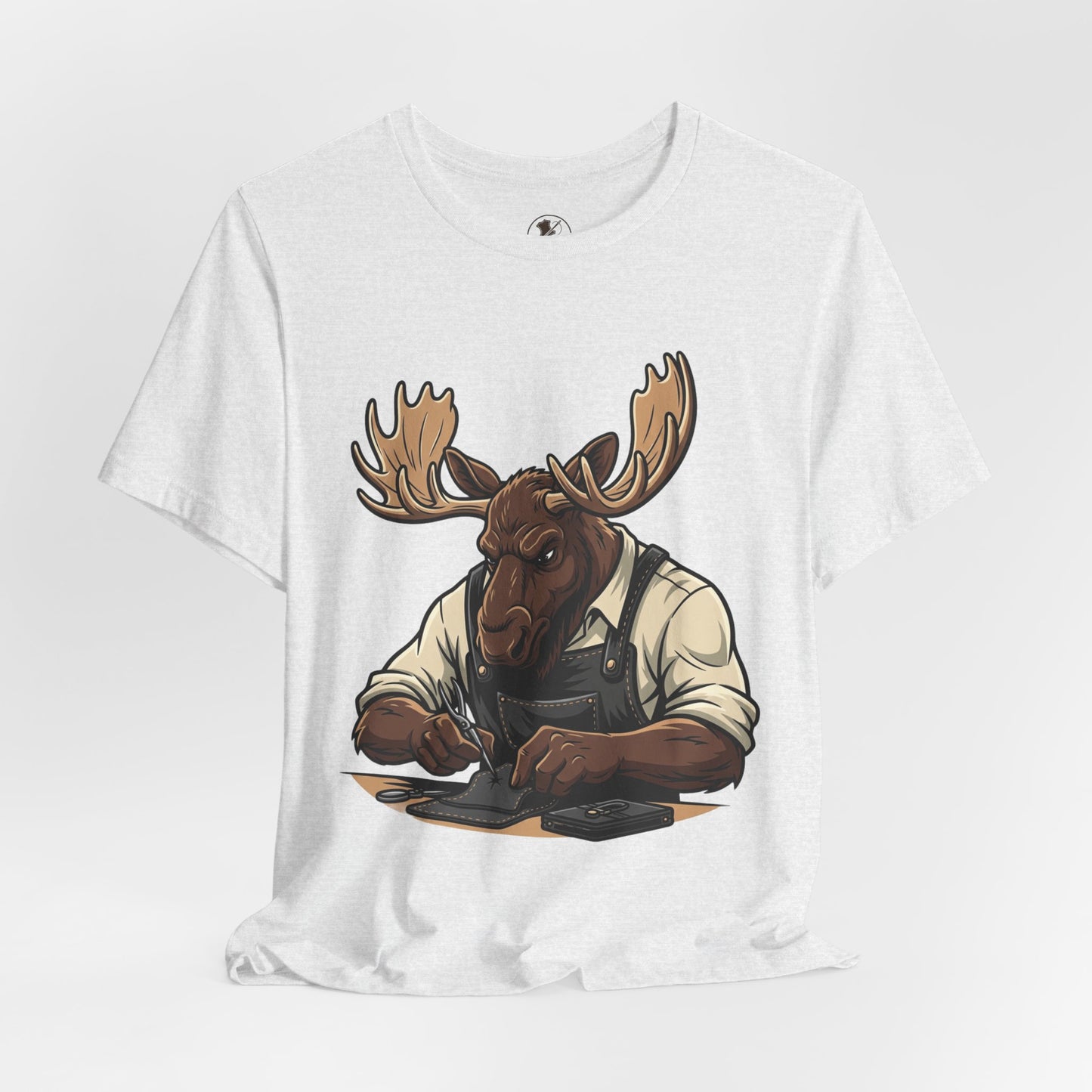 Moose Graphic Tee - Funny Animal Shirt for Nature Lovers, Unique Casual Outfit in Woodland Style - ArtOm_farm™ LEATHER