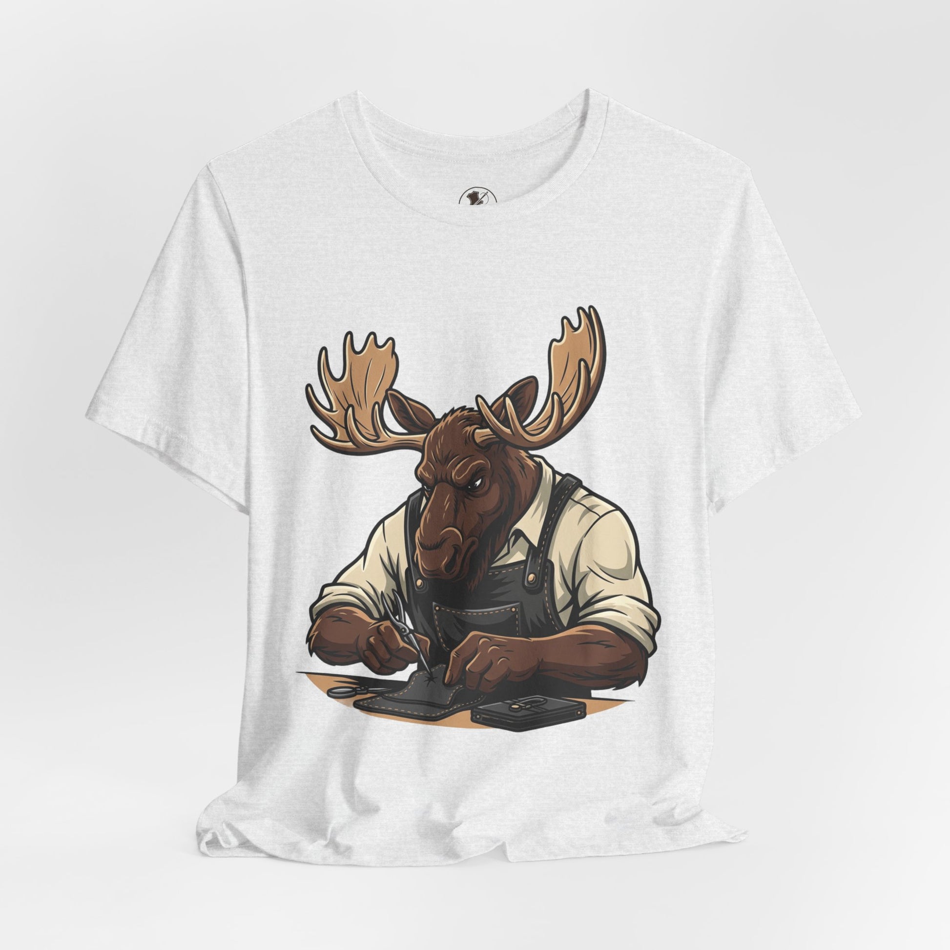 Moose Graphic Tee - Funny Animal Shirt for Nature Lovers, Unique Casual Outfit in Woodland Style - ArtOm_farm™ LEATHER