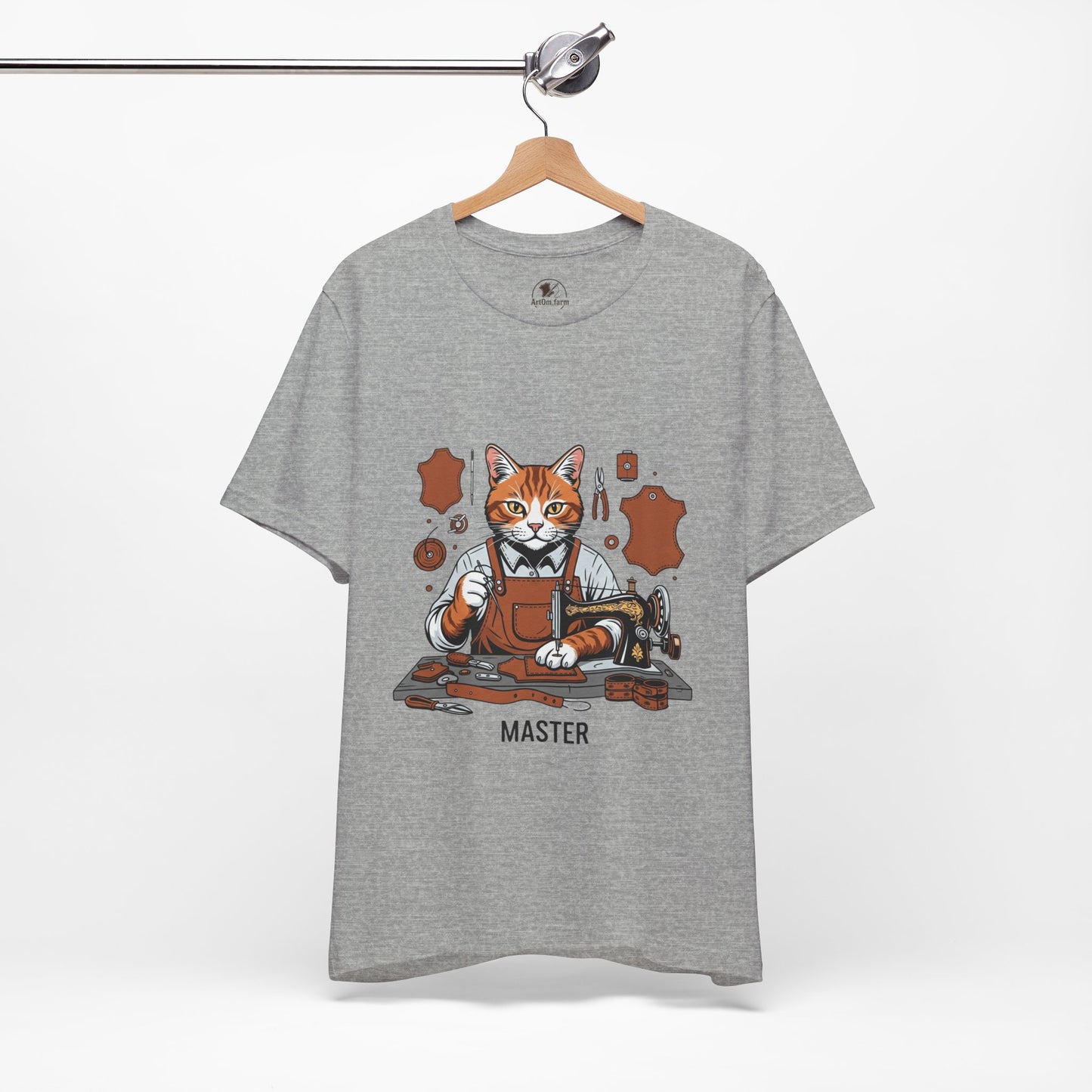 Crafty Cat Master Tee - Funny Cat Shirt for Unisex Pet Lovers, Unique Cat Apparel Gift for Cat Owners - ArtOm_farm™ LEATHER 
