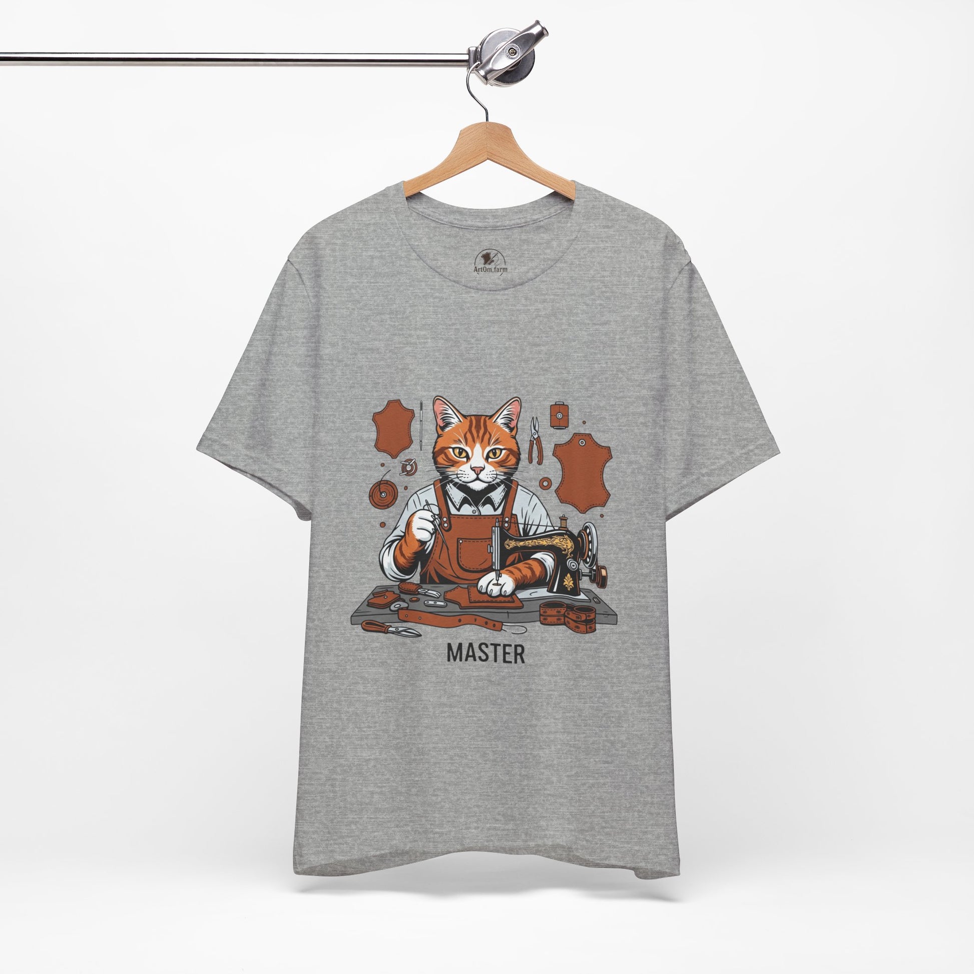 Crafty Cat Master Tee - Funny Cat Shirt for Unisex Pet Lovers, Unique Cat Apparel Gift for Cat Owners - ArtOm_farm™ LEATHER 