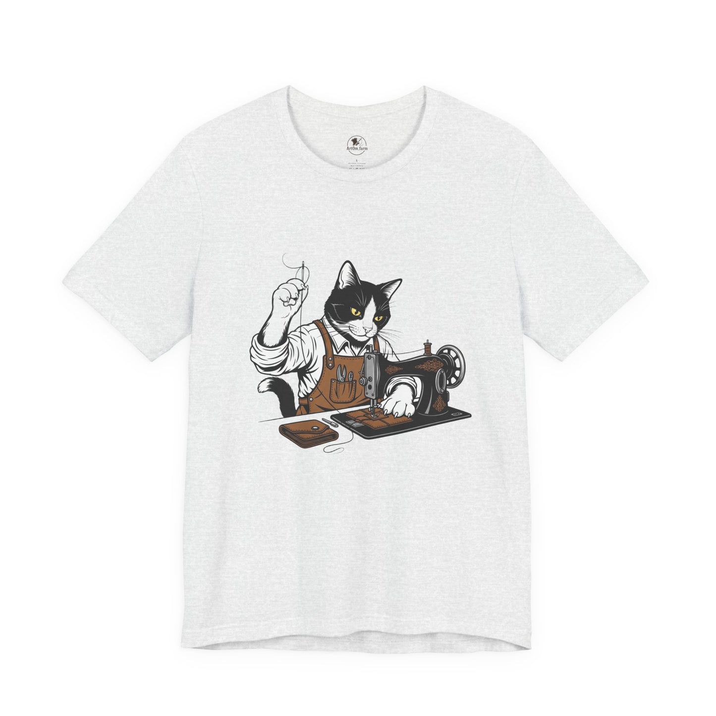 Crafty Cat Sewing Tee - Cute Cat Shirt for Crafters & Sewists, Perfect Gift for Cat Lovers - ArtOm_farm™ LEATHER