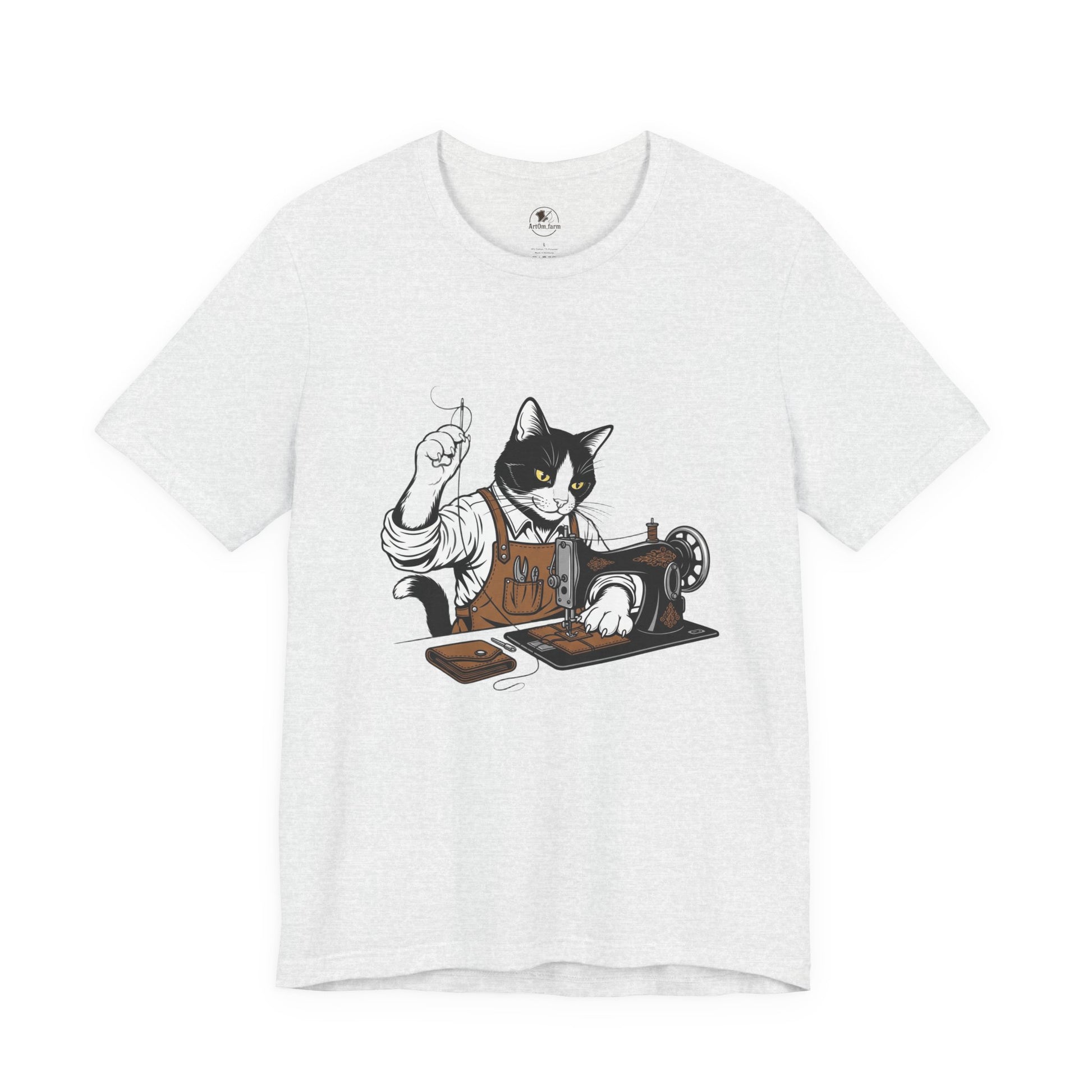 Crafty Cat Sewing Tee - Cute Cat Shirt for Crafters & Sewists, Perfect Gift for Cat Lovers - ArtOm_farm™ LEATHER