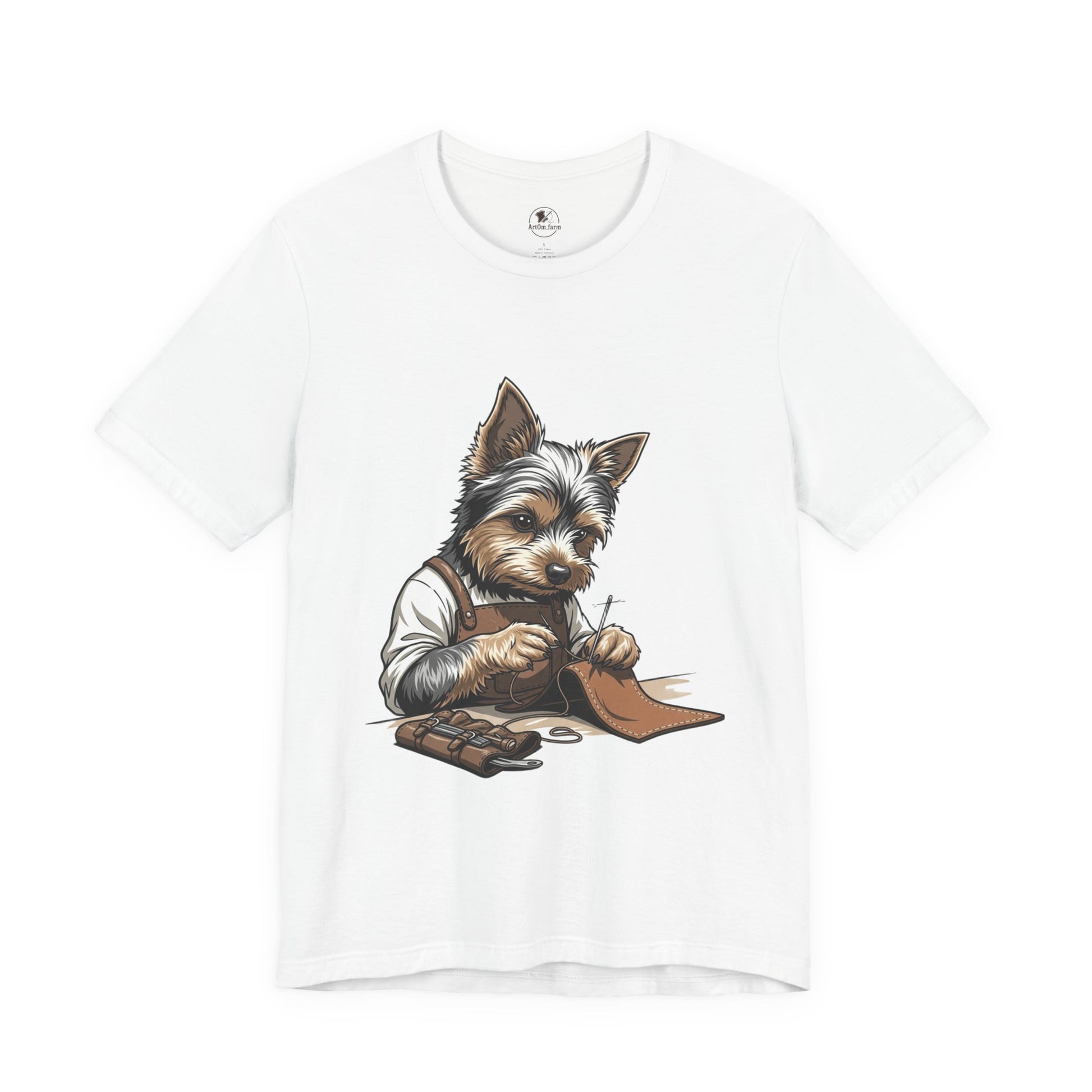 Crafty Canine T-Shirt, Funny Dog Lover Gift, Cute Animal Tee for Pet Owners, Casual Wear for Artisan Friends - ArtOm_farm™ LEATHER